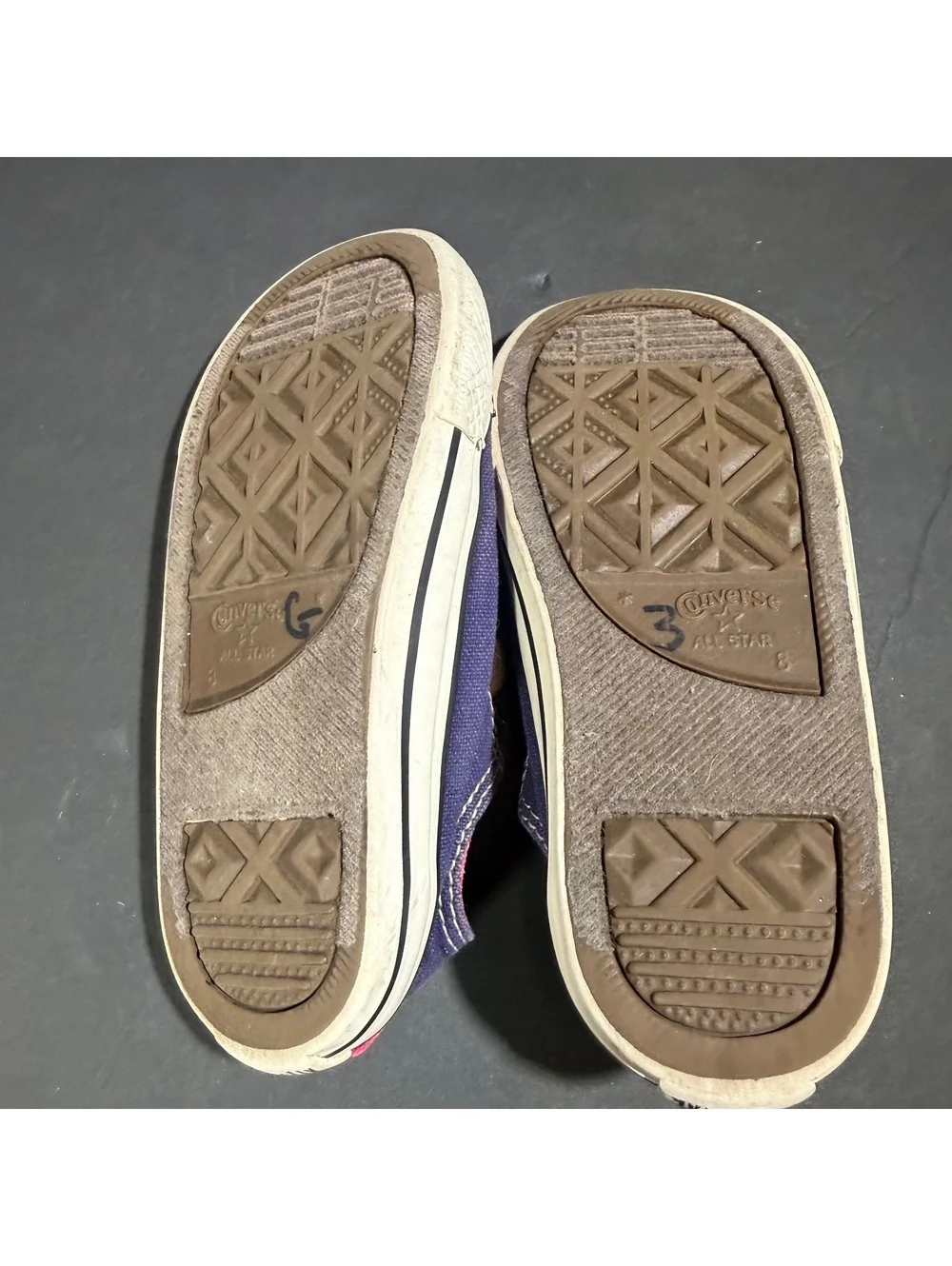 Converse Chuck Taylor All Star Kids Low Top Purple Pink Double Tongue Sneaker 8